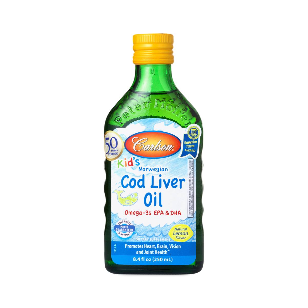 Carlson Labs Norwegian Cod Liver Oil For Kids, Lemon Flavor, 8.4 Fl Oz