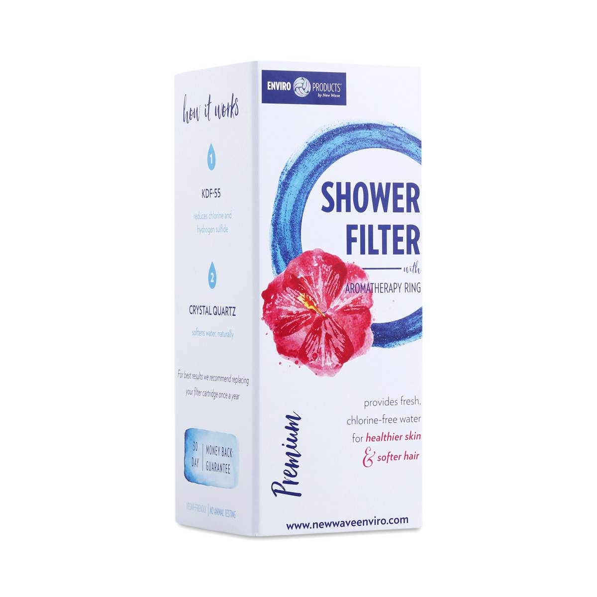New Wave Enviro Premium Shower Filter System W/ Optional Aromatherapy Ring