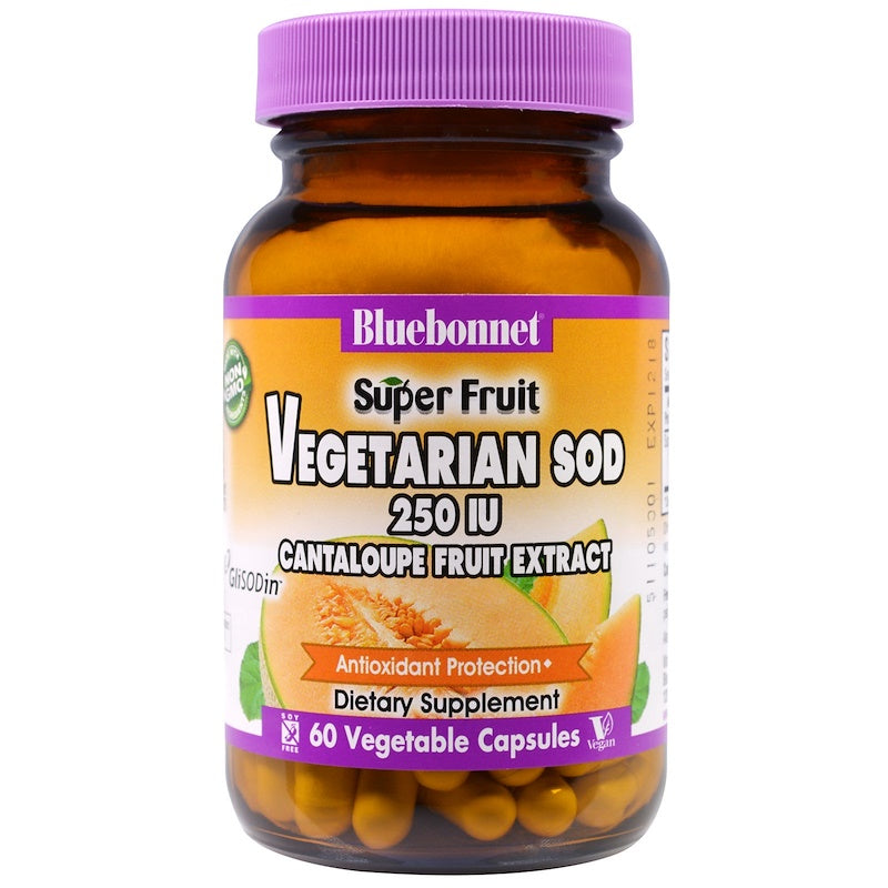 Bluebonnet Nutrition Super Fruit, Vegetarian SOD, Cantaloupe Fruit Extract, 250 IU, 60 Vegetable Capsules