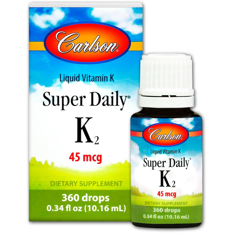 Carlson Labs Super Daily K2, 45 Mcg, Vitamin K Drops, K2 As MK-7, Vegetarian, Unflavored
