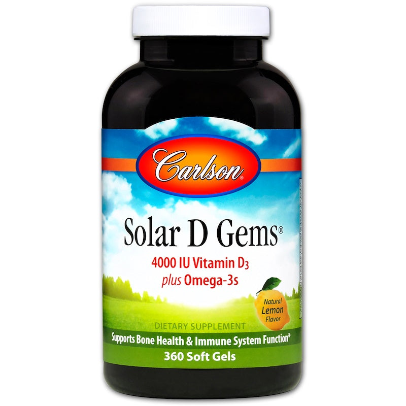 Carlson Labs Solar D Gems, 4, 000 IU, 360 Soft Gels, From Laboratories