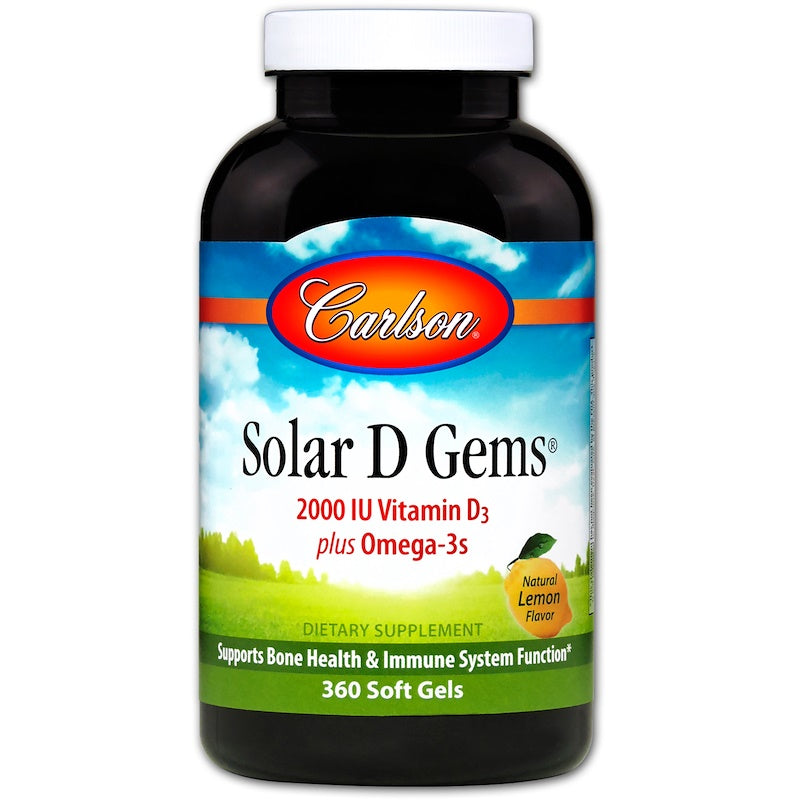 Carlson Labs Solar D Gems, Natural Lemon Flavor, 100 Mg (4, 000 IU), 360 Soft Gels