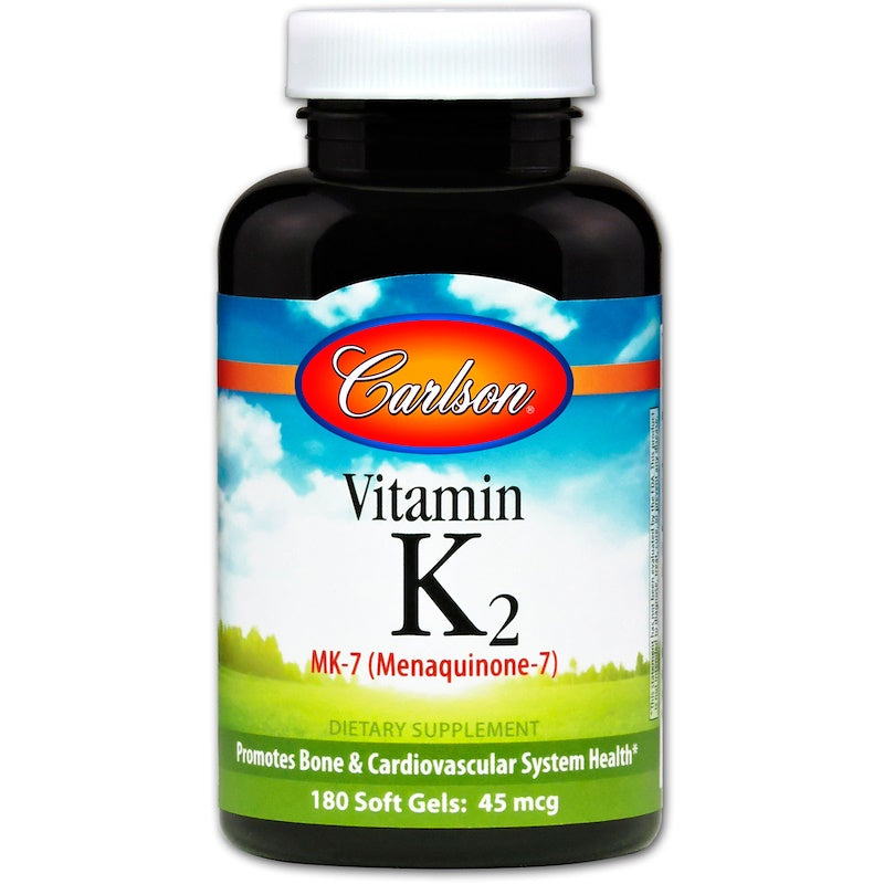 Carlson Labs Vitamin K2 MK-7 (Menaquinone-7), 45 Mcg, 180 Soft Gels