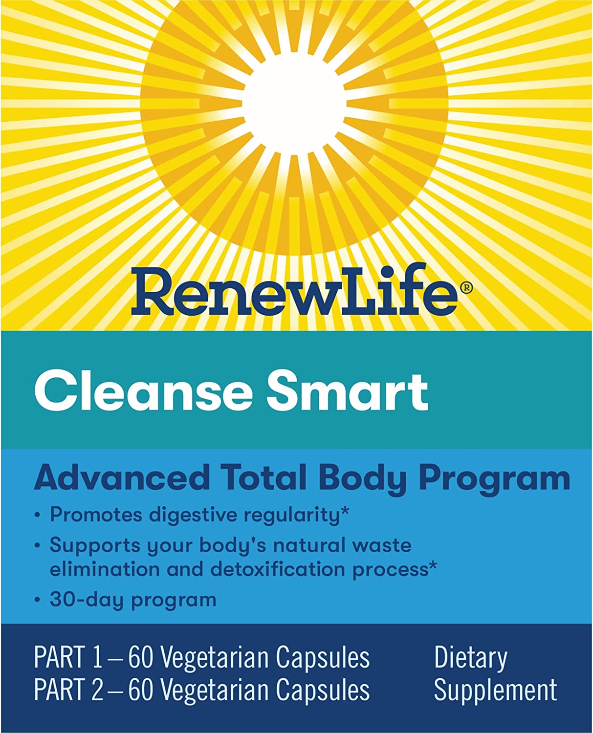 Renew Life - Cleanse Smart - 2-Part, 30-Day Program - 120 Vegetarian C ...