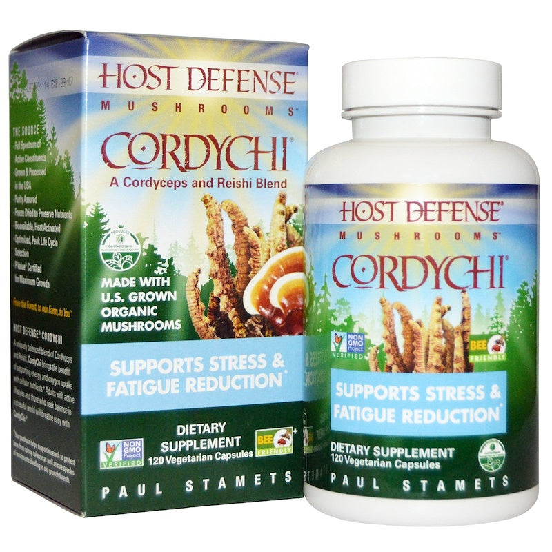 Fungi Perfecti Host Defense Mushrooms, Cordychi, Supports Stress & Fatigue Reduction, 120 Vegetarian Capsules