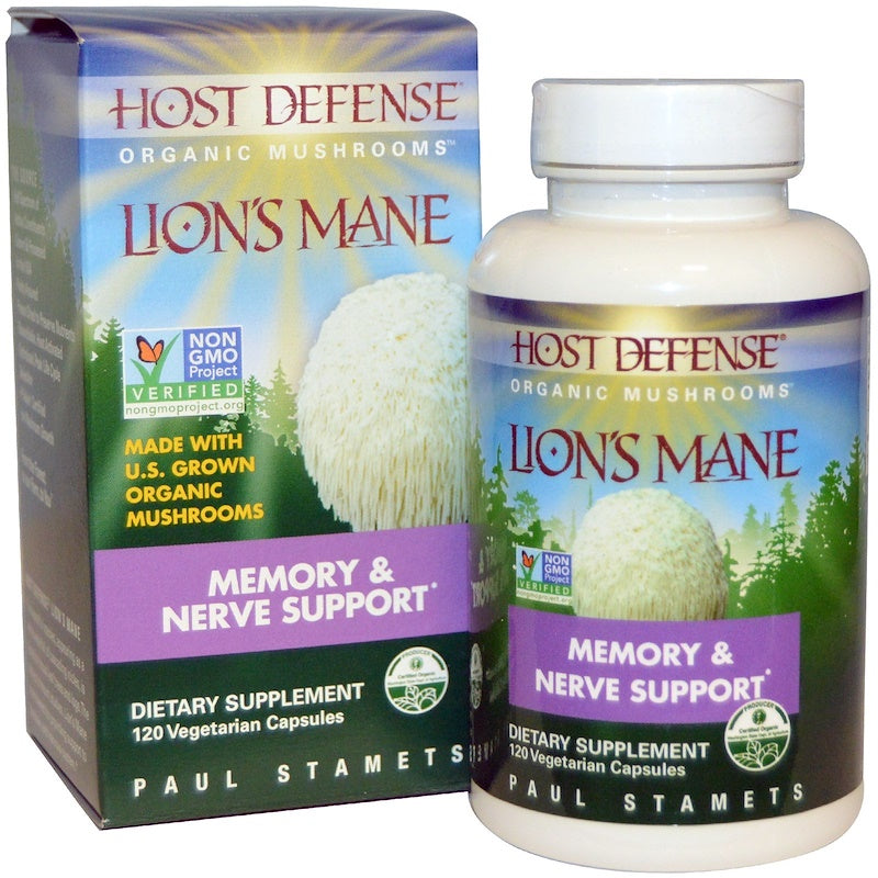 Host Defense Mushrooms Lions Mane Memory & Nerve Support 120 Ct Best By 3/2024