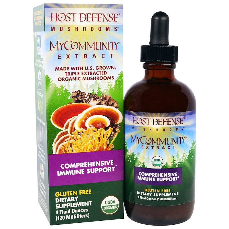 Host Defense - MyCommunity Multi Mushroom Extract, Comprehensive Support For A Robust And Resilient Immune System With Lion's Mane And Turkey Tails, Non-GMO, Vegan, Organic, 120 Servings (4 Ounces)