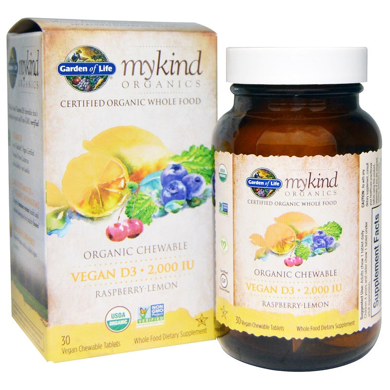 Garden of Life Mykind Organics Vegan D3 2000 Raspberry Lemon 30 Tablets