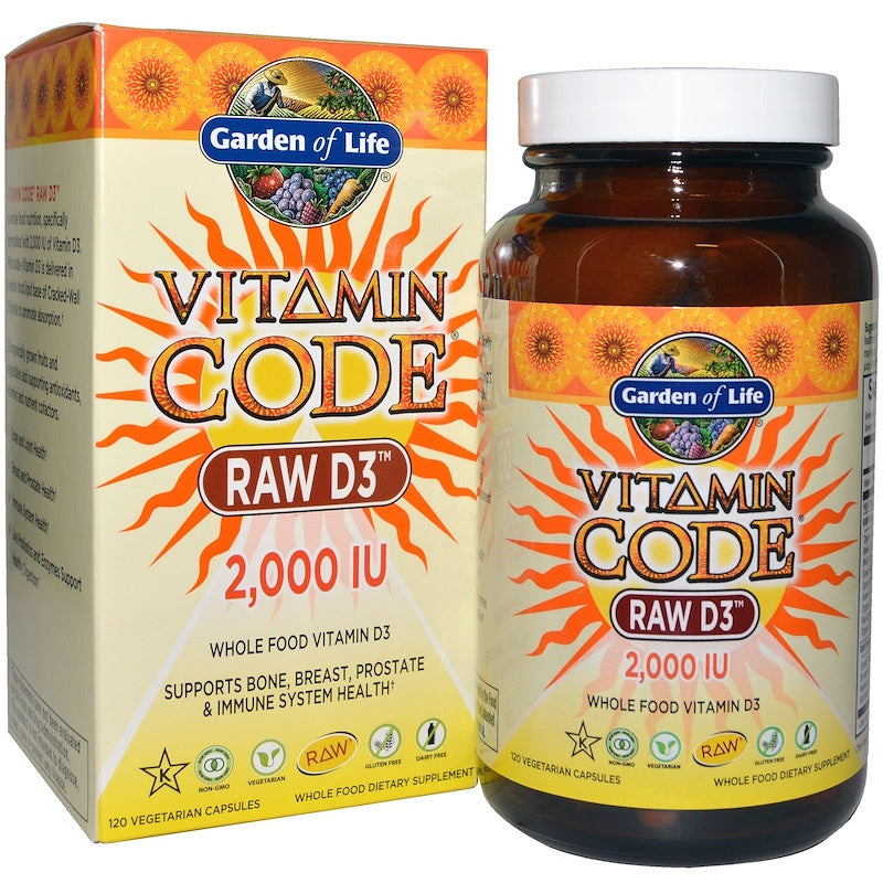 Garden of Life Vitamin Code RAW D3 2000, 120 Vegetarian Capsules