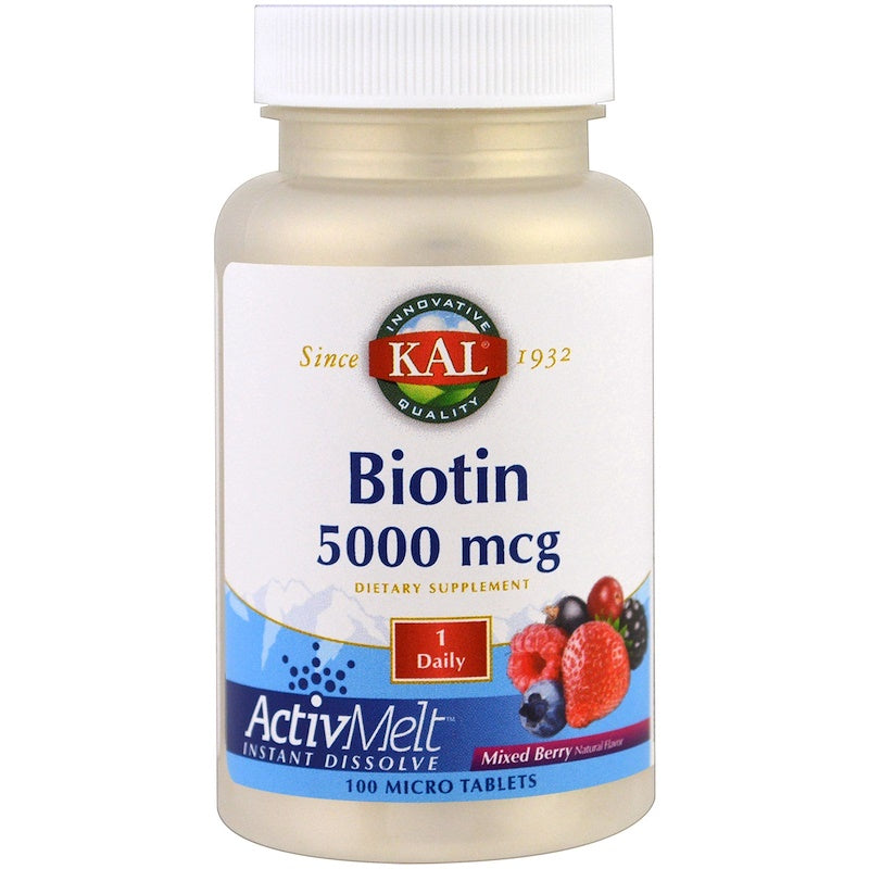 Kal Biotin, Mixed Berry, 5000 Mcg, 100 Micro Tablets