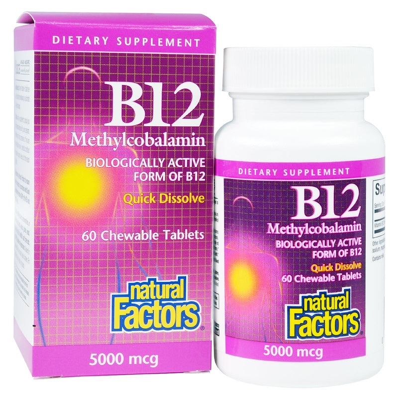 Natural Factors B12, Methylcobalamin, 5000 Mcg, 60 Chewable Tablets