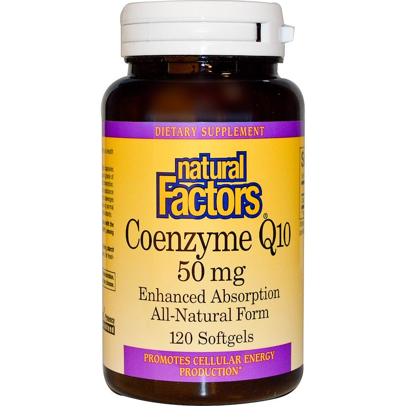 Natural Factors Coenzyme Q10 50 Mg In A Base Of Rice Bran Oil, 120 Softgels