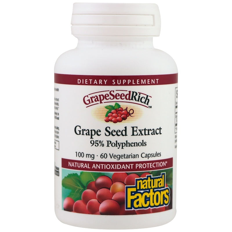 Natural Factors Grape Seed Extract 100 Mg, 60 Vegetarian Capsules