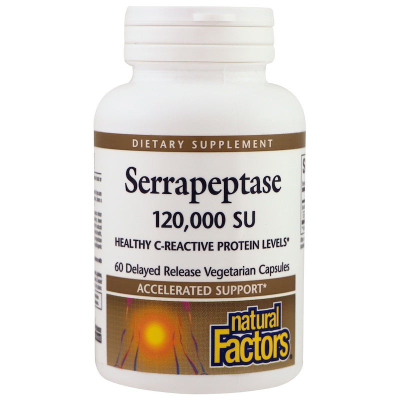 Natural Factors, Serrapeptase, 120, 000 SU, 60 Delayed Release Vegetarian Capsules